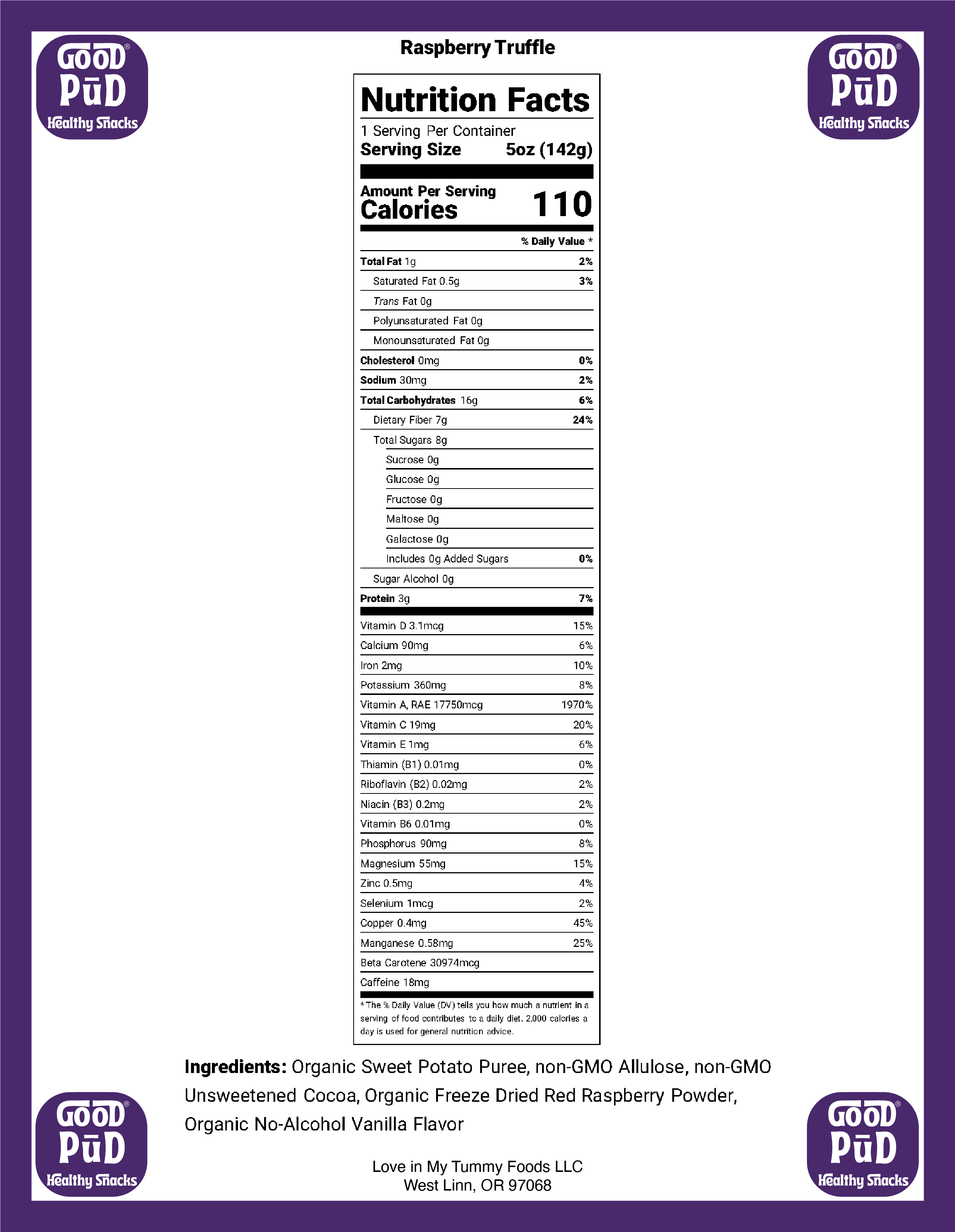 GoodPūD® Raspberry Truffle Frozen Pudding